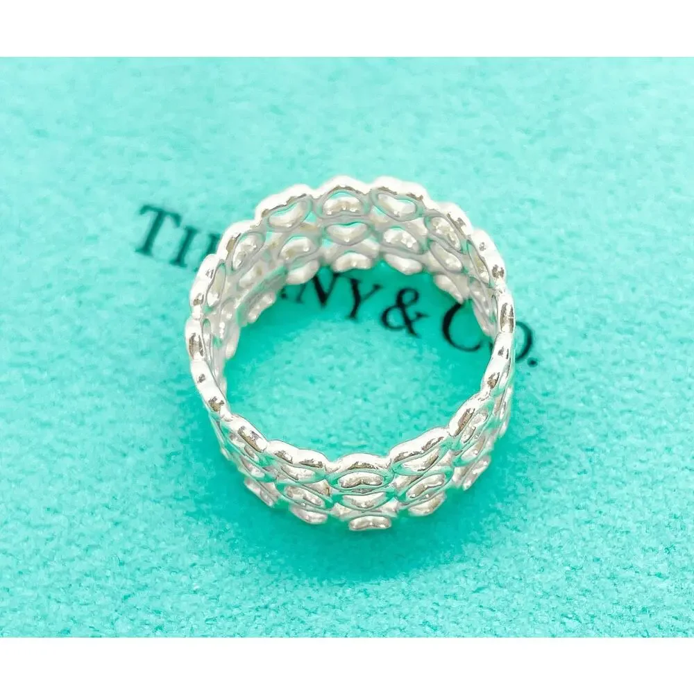 Tiffany & Co. Paloma Picasso Crown of Hearts Wide Ring Sterling Silver Size 7